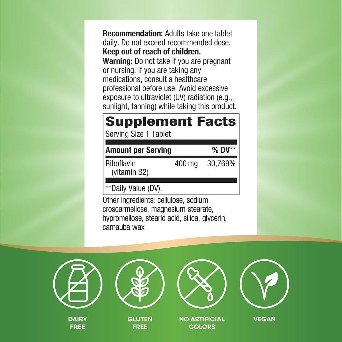 Enzymatic Therapy Riboflavina Vitamina B2, 400 mg por porción – Image 5