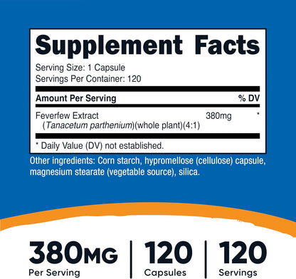 Nutricost Cápsulas de Matricaria 380mg, 120 Cápsulas – Image 2