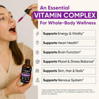 Venture Pal Vitamin B Complex Liquid Drops, B12 Metilcobalamina | B9 Fólico | B1,B2,B3,B5,B6,B7 - Vitamina C, Colina, Inositol, Apoyo Inmunológico y Metabolismo Energético, Cerebro y Corazón