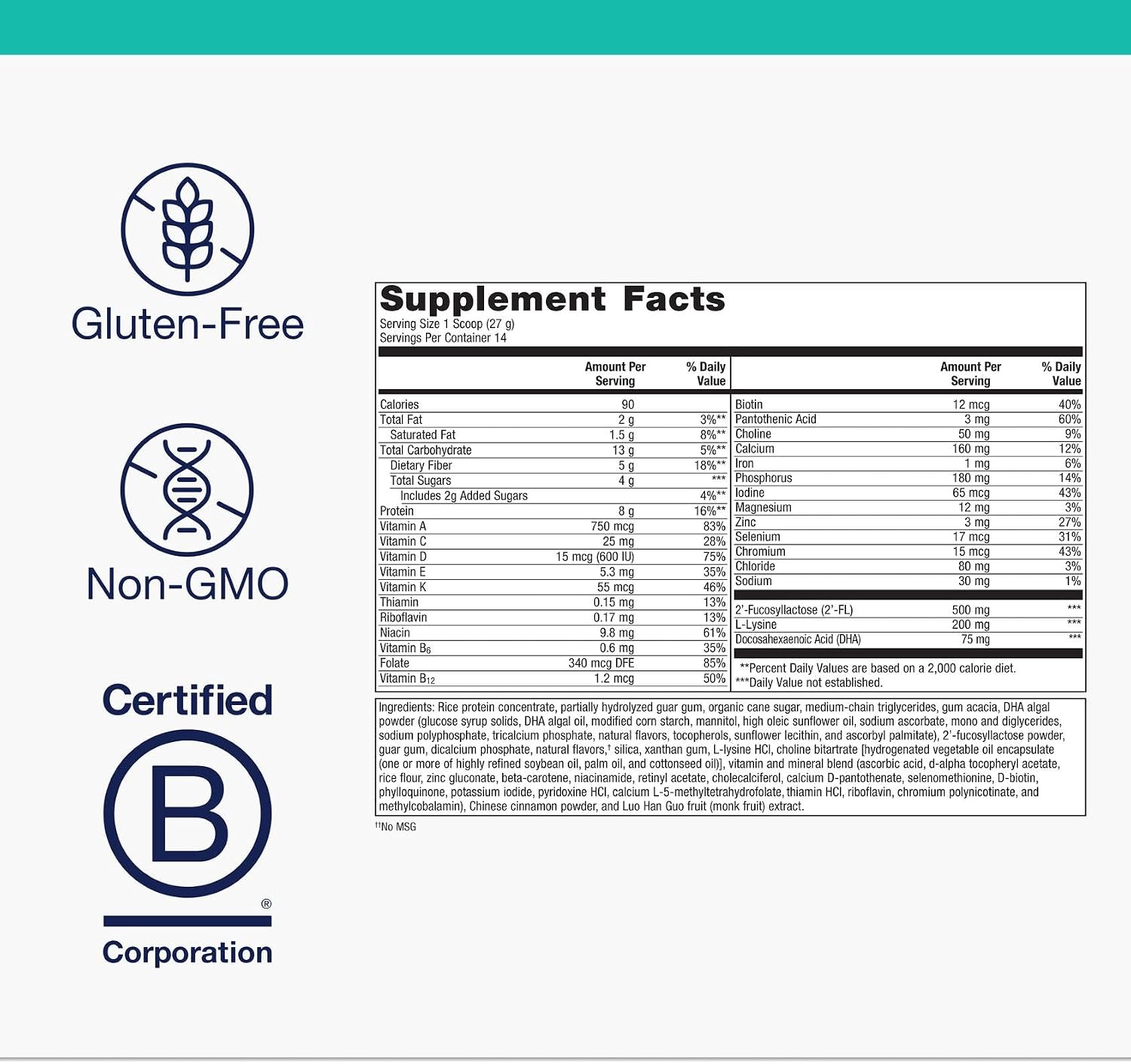 Metagenics MetaKids Nutrition Powder - Multivitamínico infantil en polvo con prebióticos, DHA, proteína y aminoácidos - Vainilla - 406 g