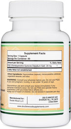PQQ 20 mg - 60 Cápsulas - Complemento Alimenticio para la Energía y el Sueño