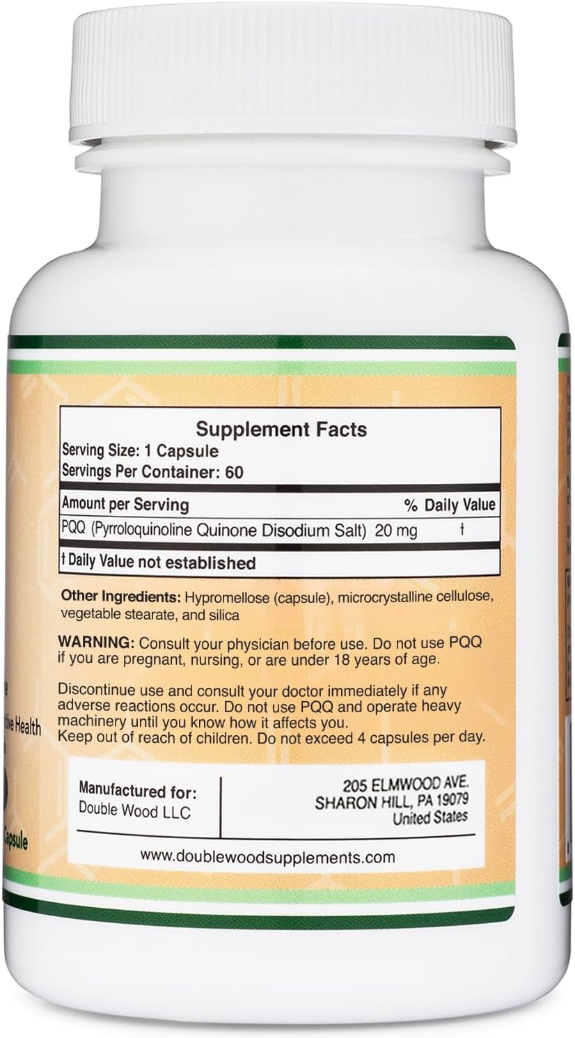 PQQ 20 mg - 60 Cápsulas - Complemento Alimenticio para la Energía y el Sueño