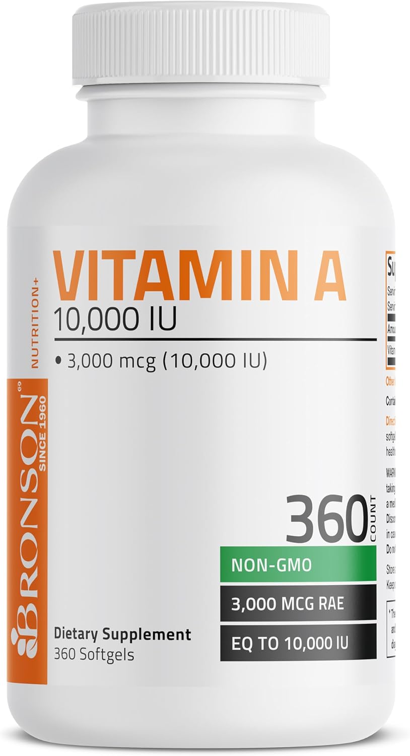 Bronson Vitamina A 10.000 UI - 360 Cápsulas Blandas - Fórmula No-GMO