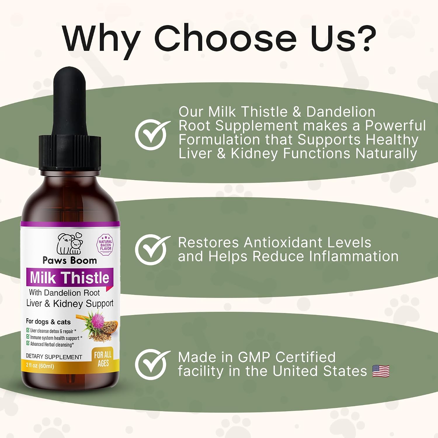Milk Thistle para Perros y Gatos - Limpieza Hepática y Soporte Renal con Diente de León | Sabor Bacon | 60 ml