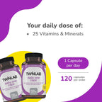 Twinlab Daily One Cápsulas Sin Hierro - Suplemento Nutricional con Zinc, Vitaminas B, Magnesio y Más - 60 Cápsulas - Pack de 2