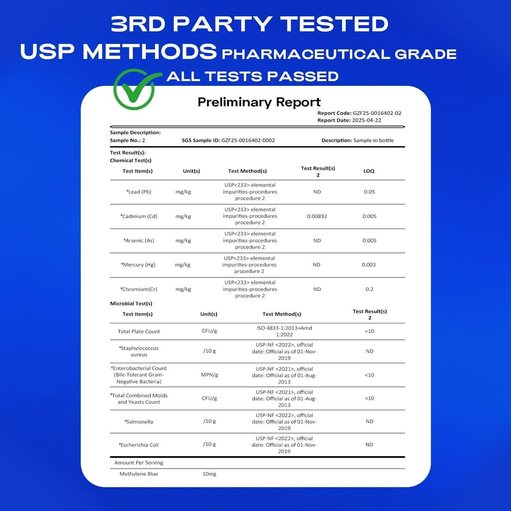 Bluesun Methylene Blue 1% Gotas - Grado Farmacéutico USP - 60ml