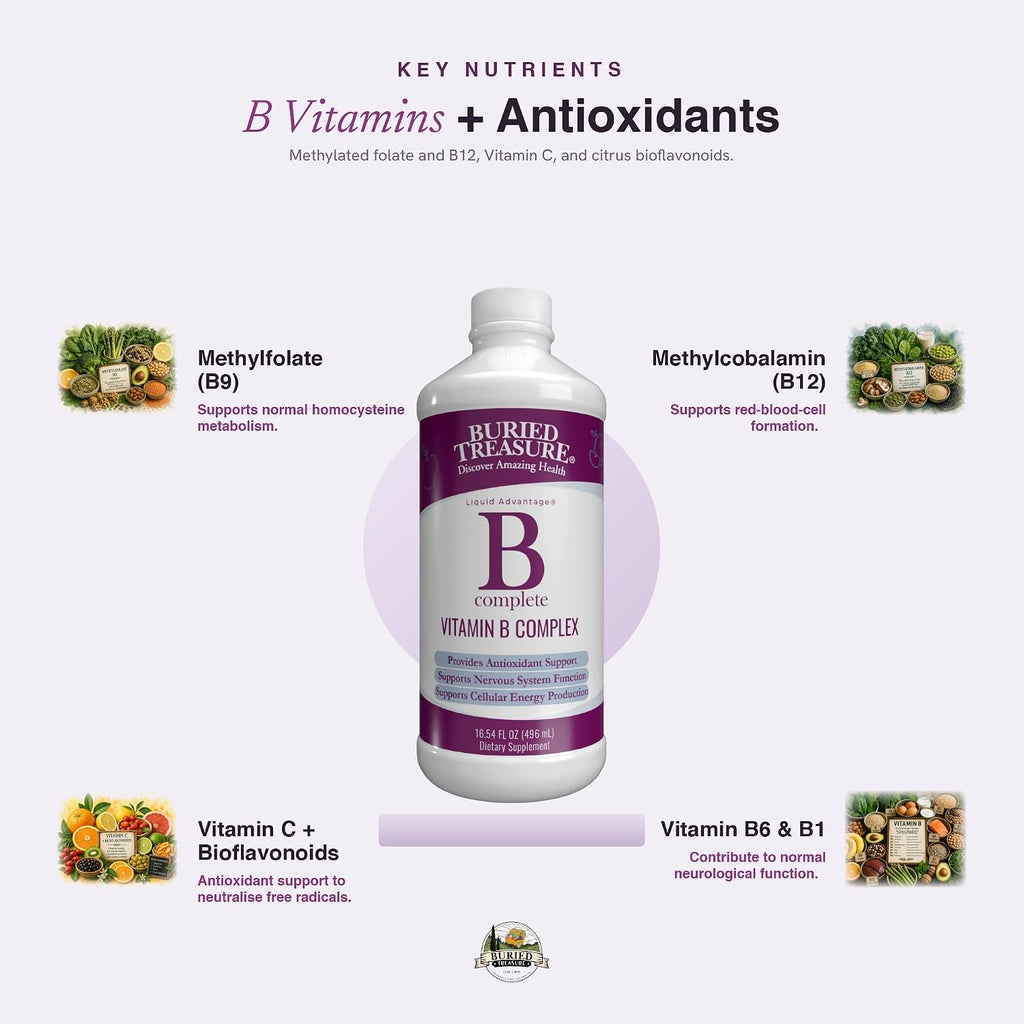 Buried Treasure B Complete, Complejo B líquido con vitaminas B metiladas, 473 ml
