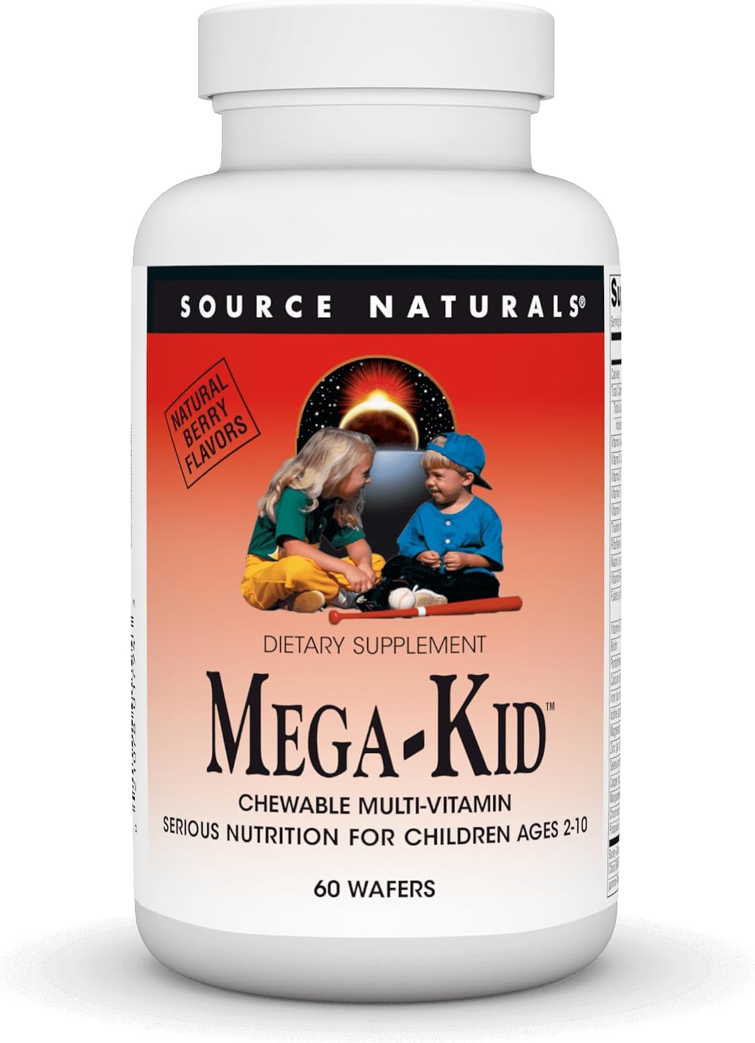 Source Naturals Mega-Kid Chewable Children's Multivitamin, Natural Berry Flavor - 60 Wafers