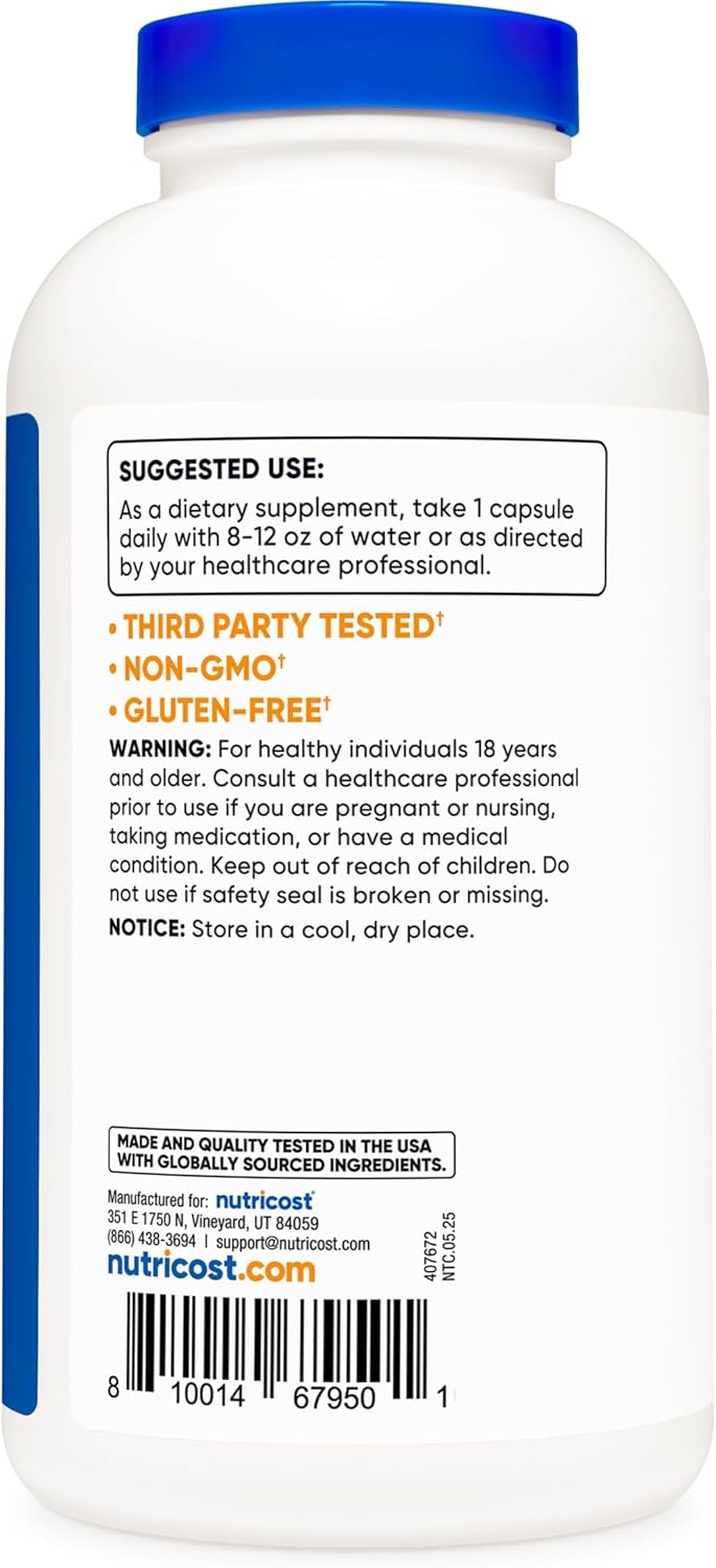 Nutricost Taurina 1000mg, 400 Cápsulas – Ingrediente único: El producto contiene taurina pura, sin aditivos – Image 4