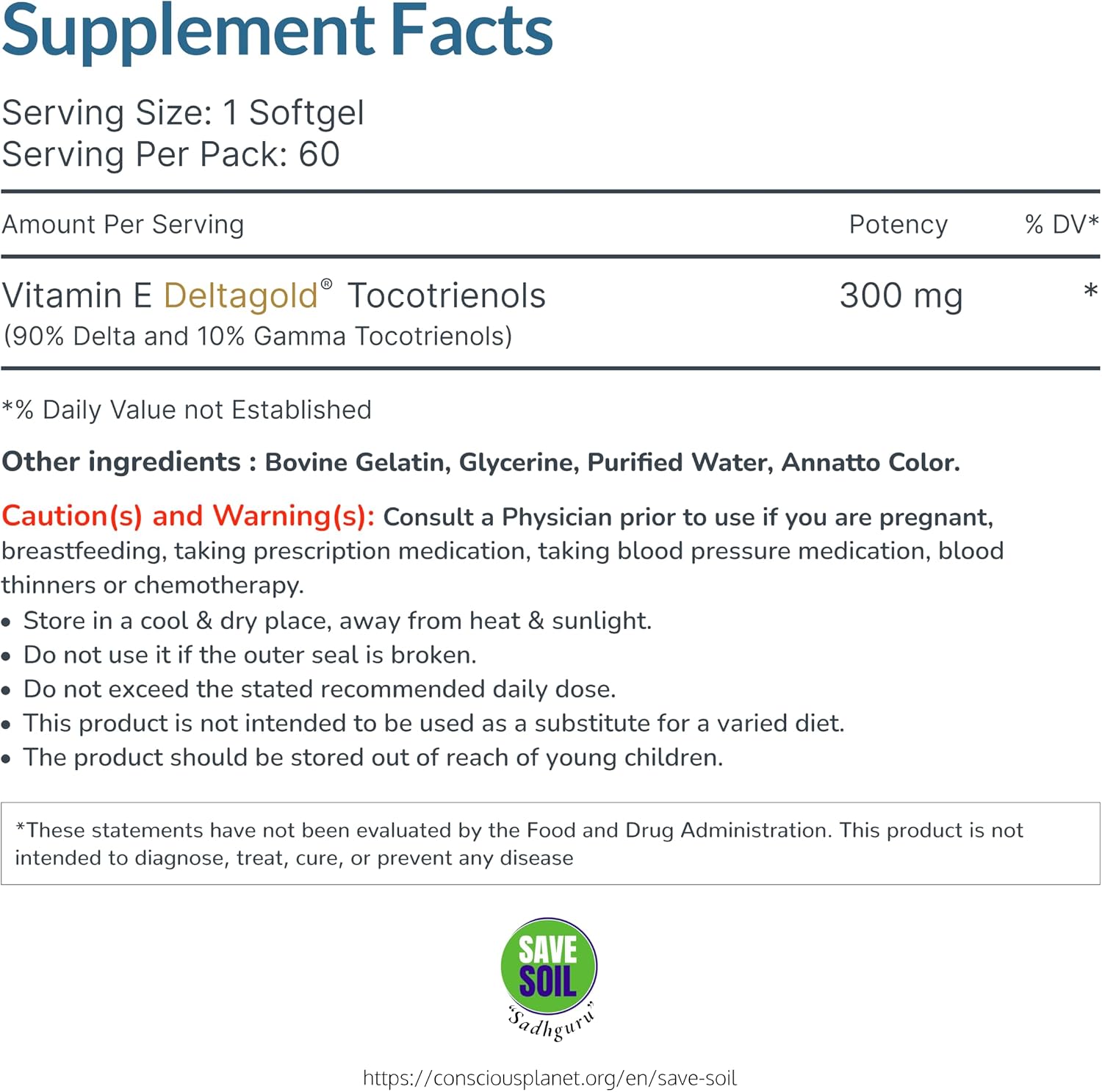 WELLNESS EXTRACT Eannatto Tocotrienols Vitamin E Supplements Tocopherol Free, Non-GMO, Gluten Free & Antioxidant (300MG 60 Softgels)