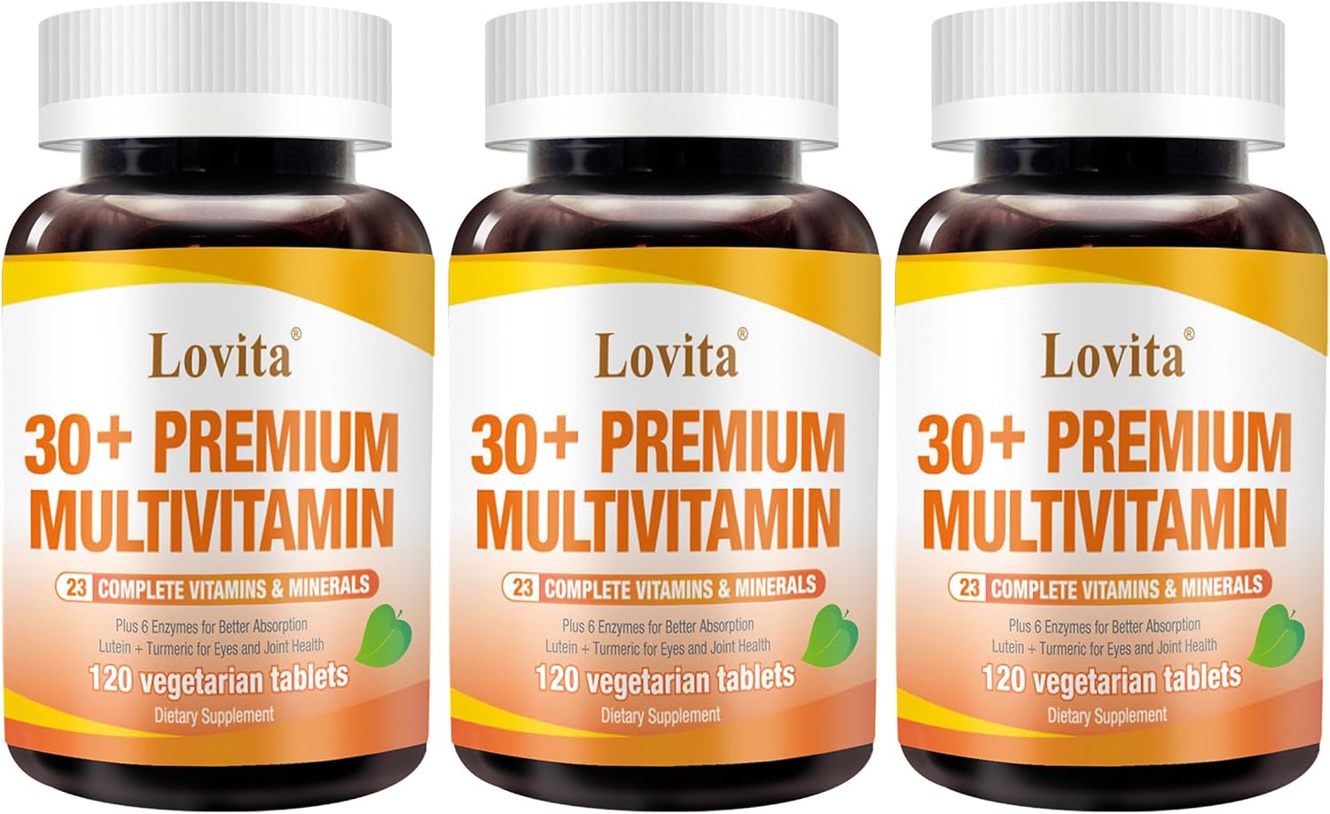 LOVITA Multivitamínico Premium para Adultos 30+ con Enzimas, Cúrcuma y Apoyo Nutricional Integral - 120 Comprimidos Vegetarianos