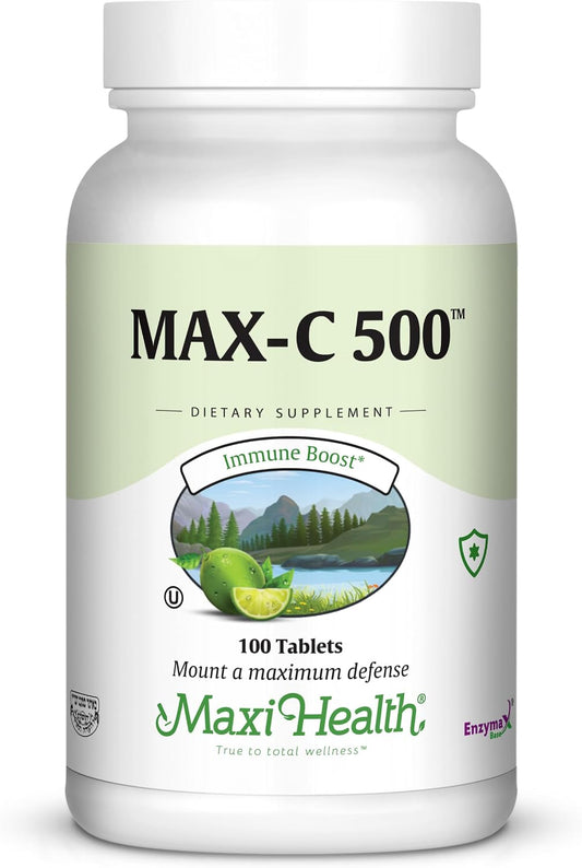 Maxi Health Max-C 500 - Vitamina C 500 mg con Bioflavonoides de Limón - 100 Comprimidos