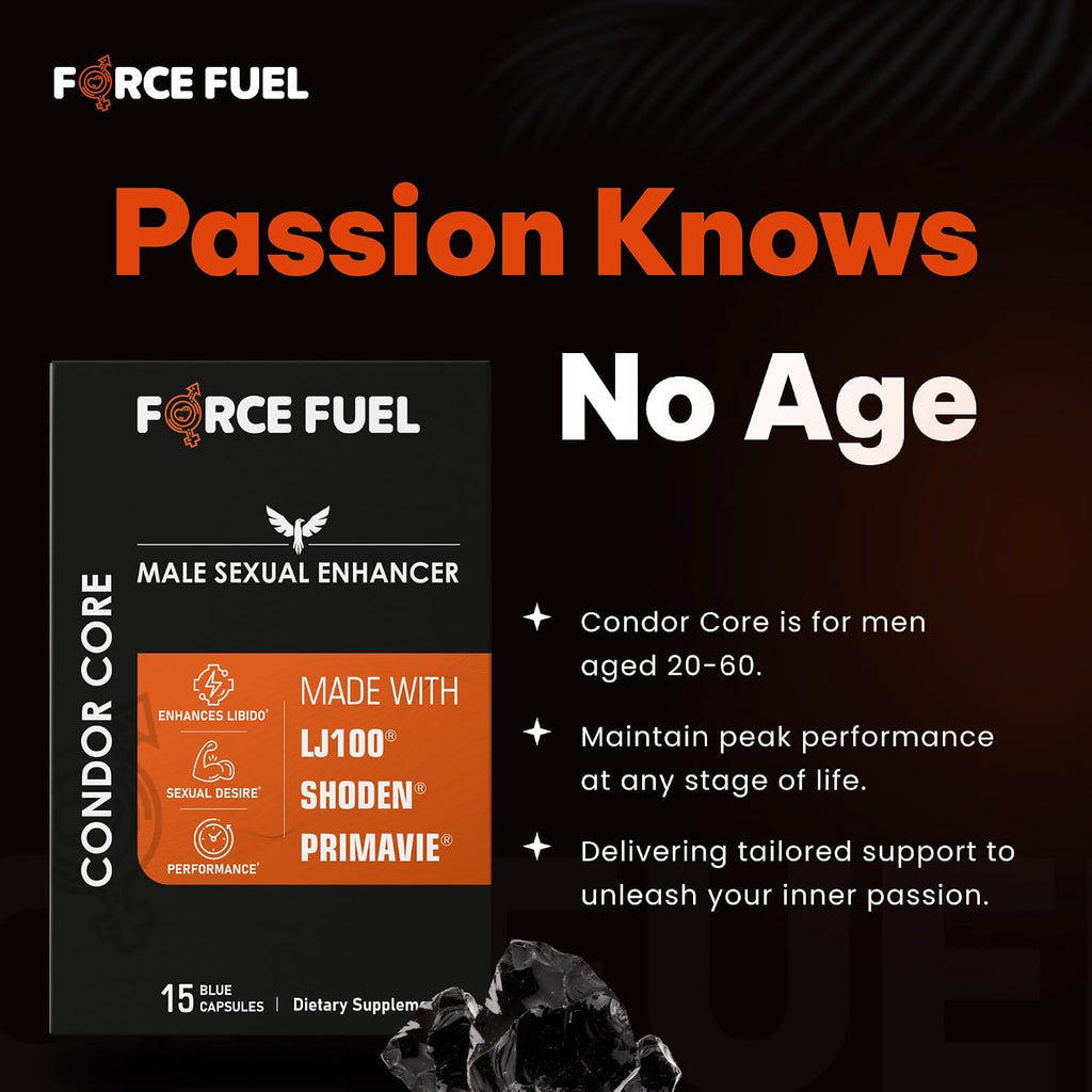 FORCE FUEL Condor Core – Cápsulas para Hombres con Tongkat Ali, Ashwagandha y Shilajit