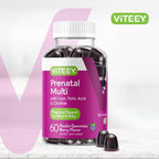 Viteey Prenatal Gummies for Women - Prenatal with Iron | for Pregnancy with Choline & Folic Acid Gummies - Vegetarian, Gluten Free - 60 Count