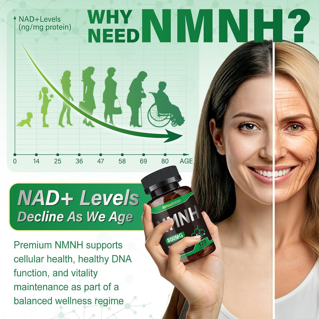 Suplemento NMNH Puro 120 Cápsulas - 800mg de NMNH de Alta Pureza