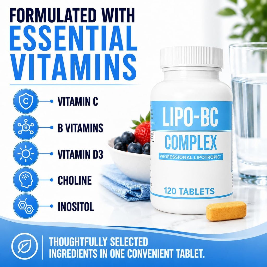 Legere Lipo-BC Complejo B con Lipotrópicos, Vitamina C y D3 - 120 Comprimidos