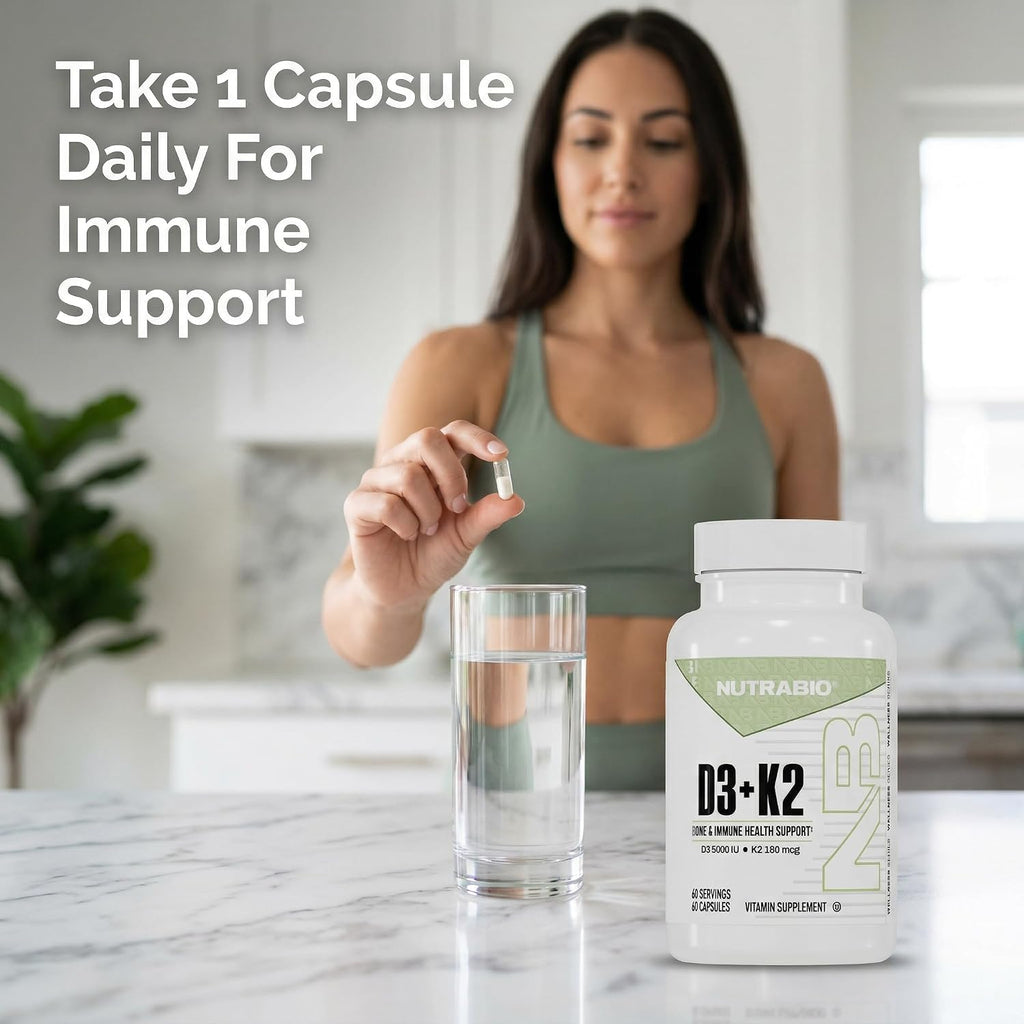 NutraBio Vitamina D3 K2 5000 UI D3 con 180 mcg K2 MK-7
