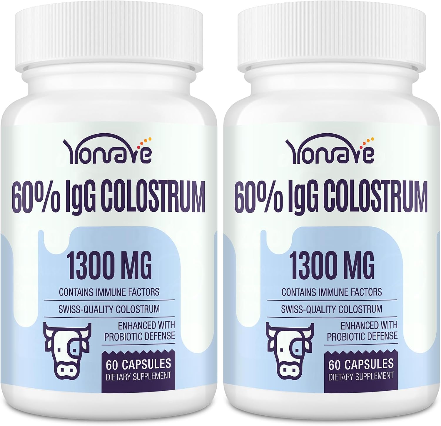 Yonrave Calostro Bovino 1300mg - 60% IgG - 60 Cápsulas