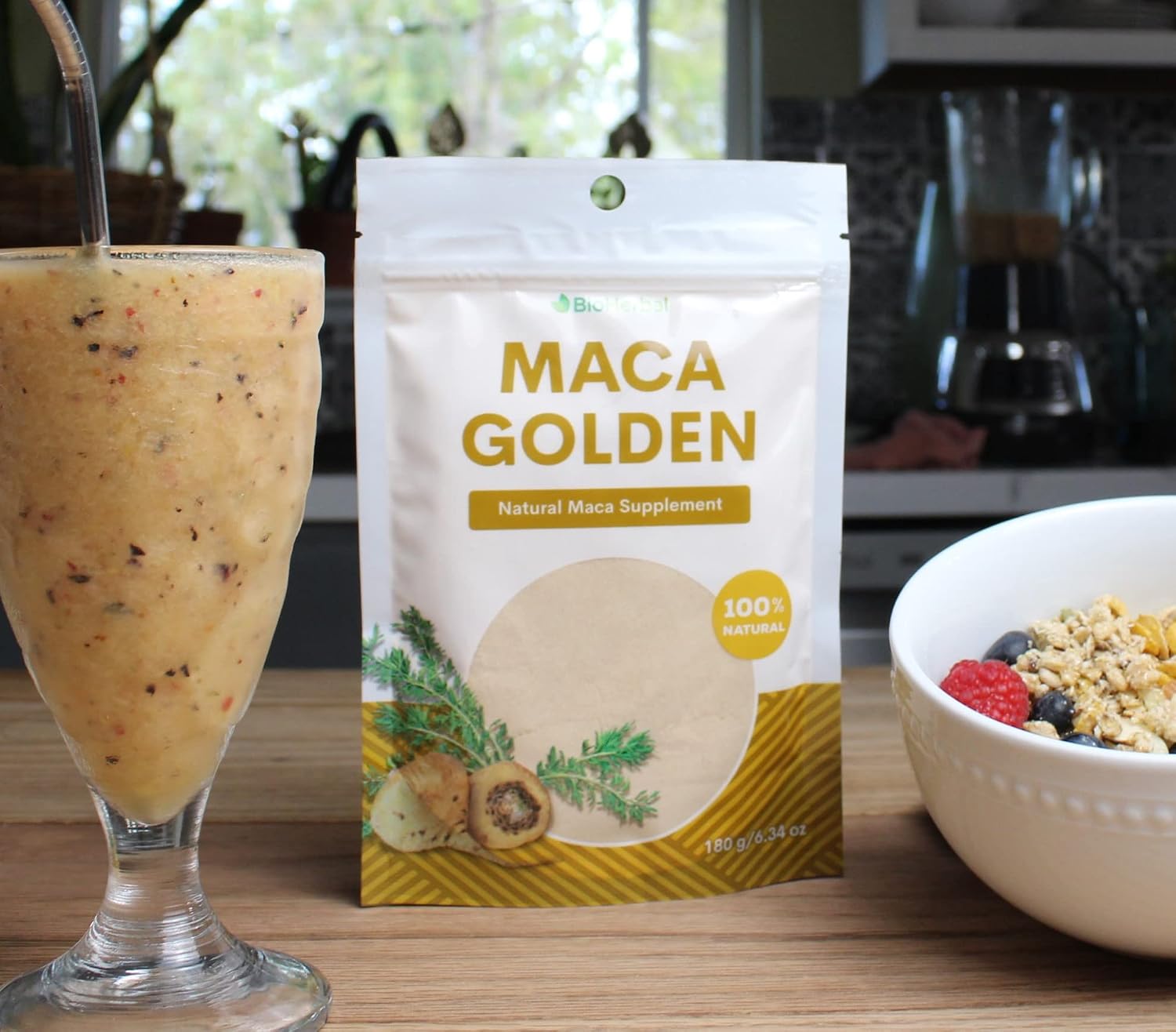 Bio Herbal Maca Golden - Polvo de Raíz de Maca 100% Natural (180g)