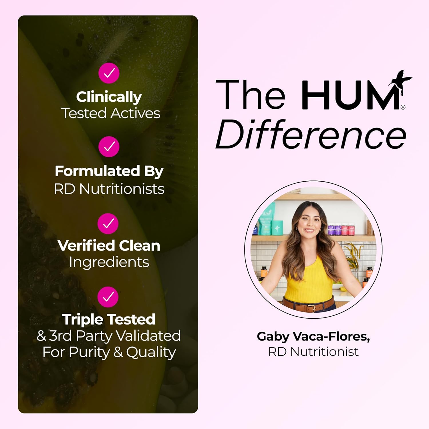 HUM Hair Strong Daily Hair Growth Gummies con Biotina, Zinc, Vitamina B12, 60 Gominolas