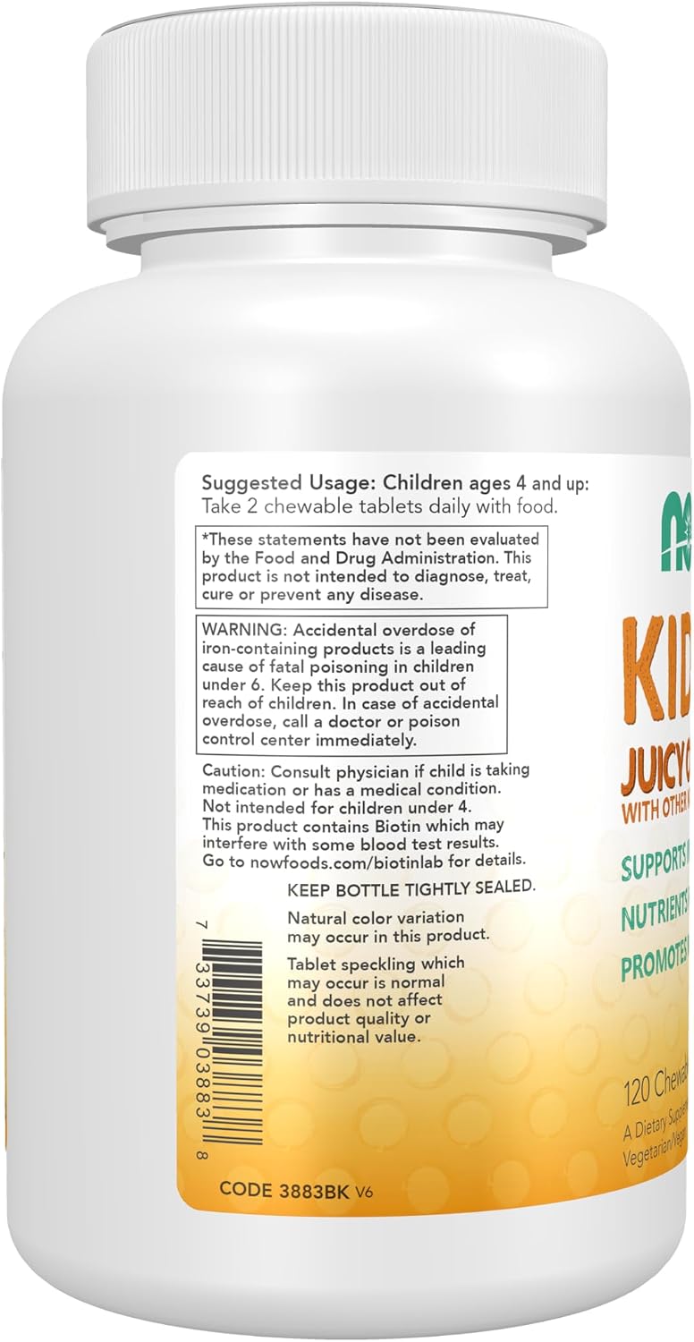 NOW Foods Kid Vits Multivitamínico Infantil, Naranja, 120 Comprimidos Masticables