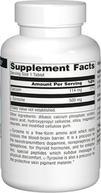 Source Naturals L-Tyrosine 500mg Free Form Amino Acid - 100 Tablets (Pack de 3)