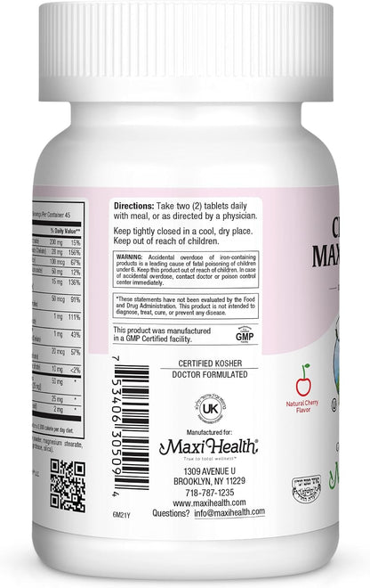 Maxi Health Vitaminas Prenatales Masticables – Ácido fólico (folato): importante para el crecimiento de los – Image 2
