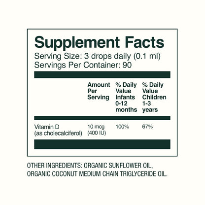 Bobbie Gotas de Vitamina D Orgánicas para Bebés - 400 UI, 0.3 fl oz – Image 3