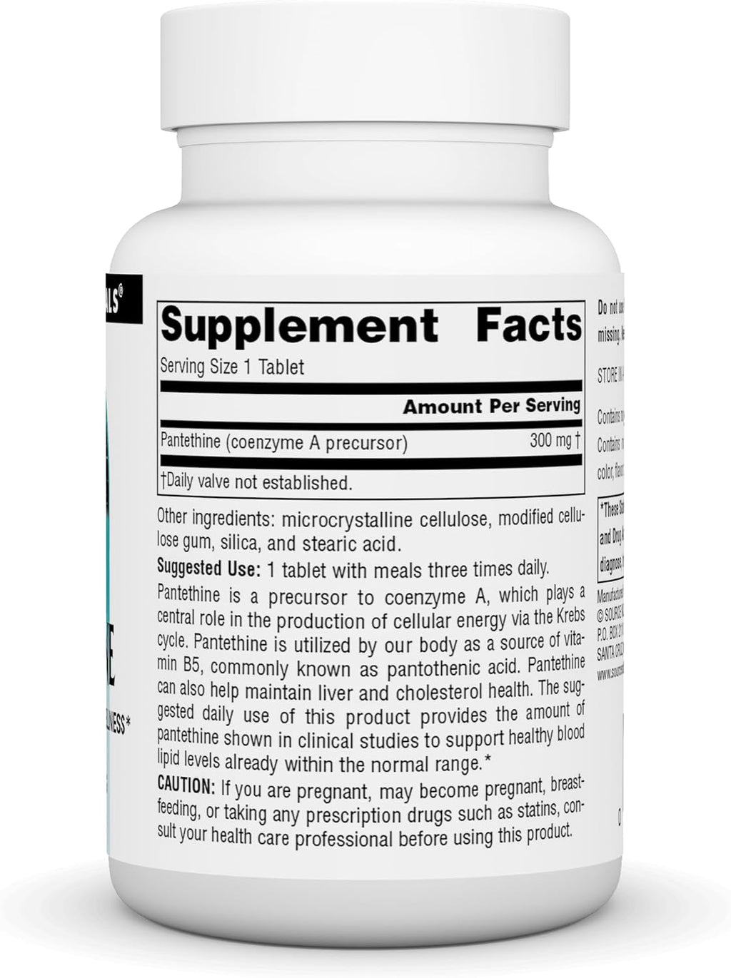 Source Naturals Pantethine 300 mg - 90 Comprimidos