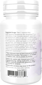 NOW Foods Solutions, Glutathione Skin Brightener con Ceramidas, Hidratante e Iluminador, 30 Cápsulas Vegetales