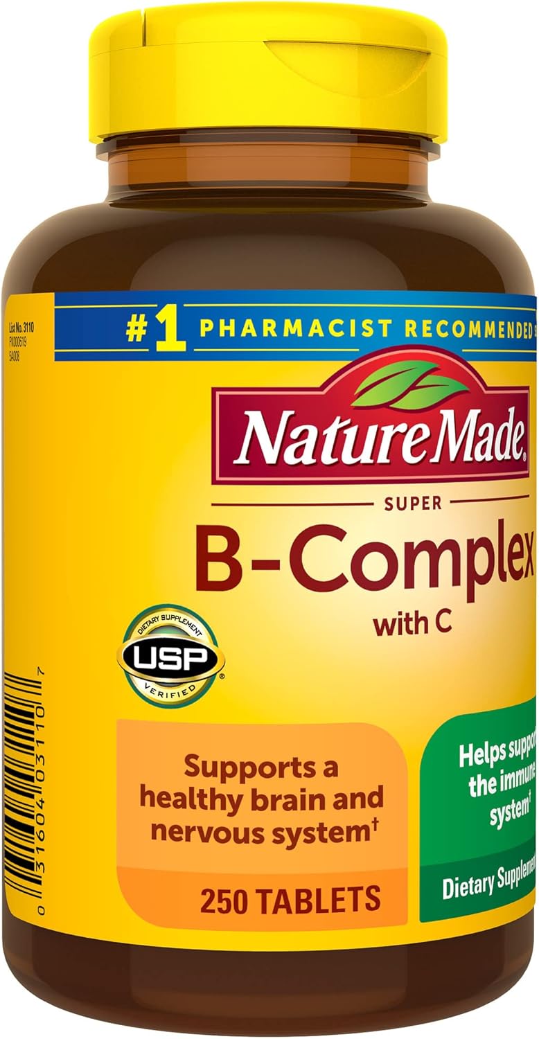 Nature Made Super B Complex con Vitamina C y Ácido Fólico, 250 Comprimidos (Suministro para 250 Días)
