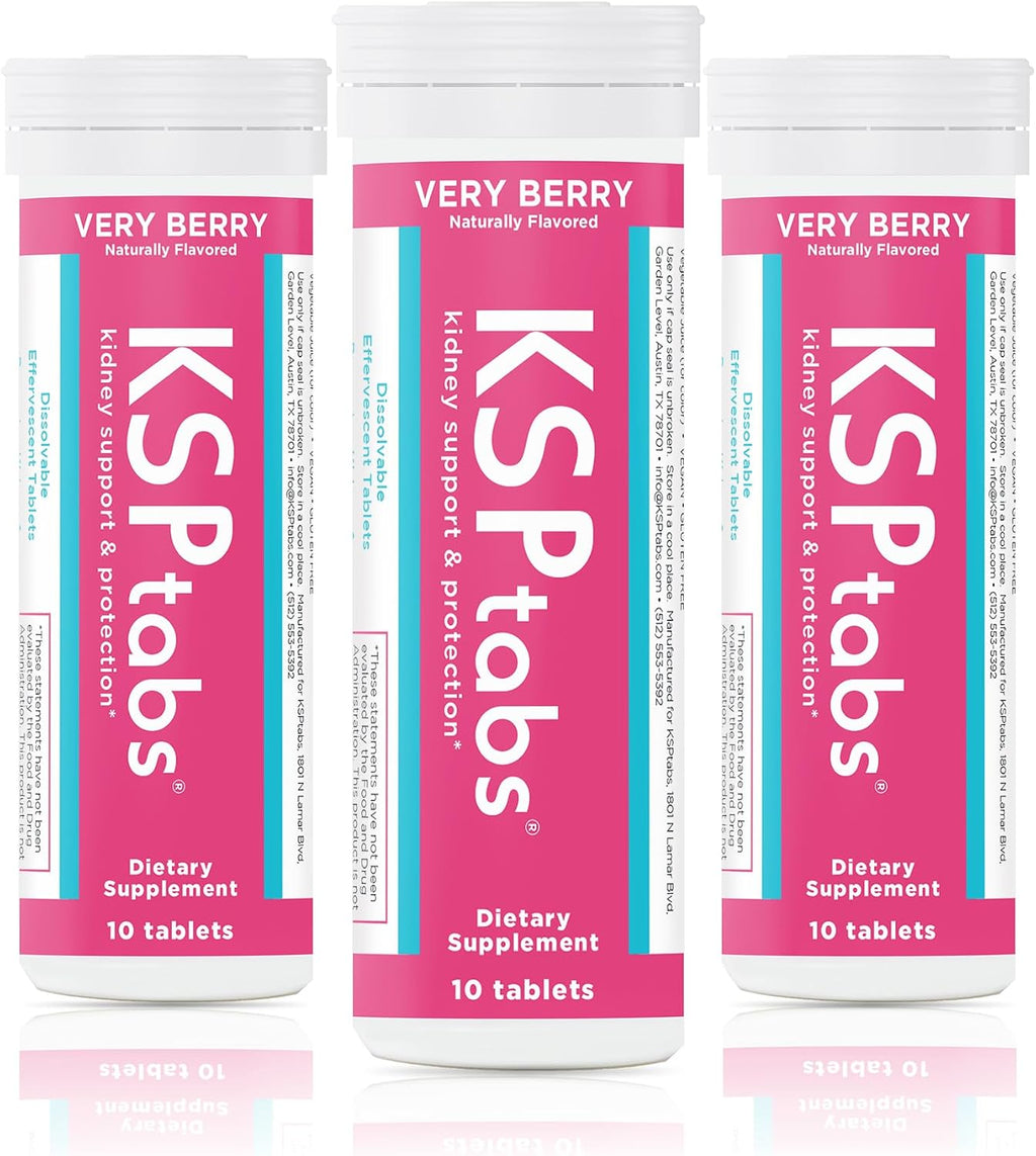 KSPtabs Very Berry - Suplemento Natural de Hidratación y Salud Renal (3 Paquetes)