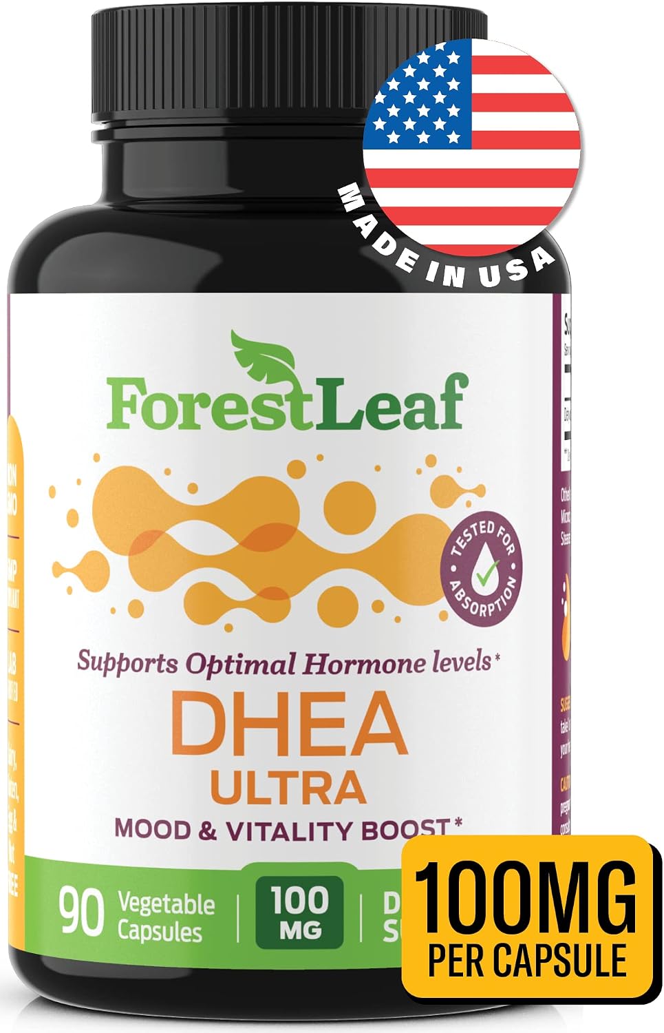 ForestLeaf DHEA 100mg - 90 Cápsulas - Suplemento de DHEA Micronizado
