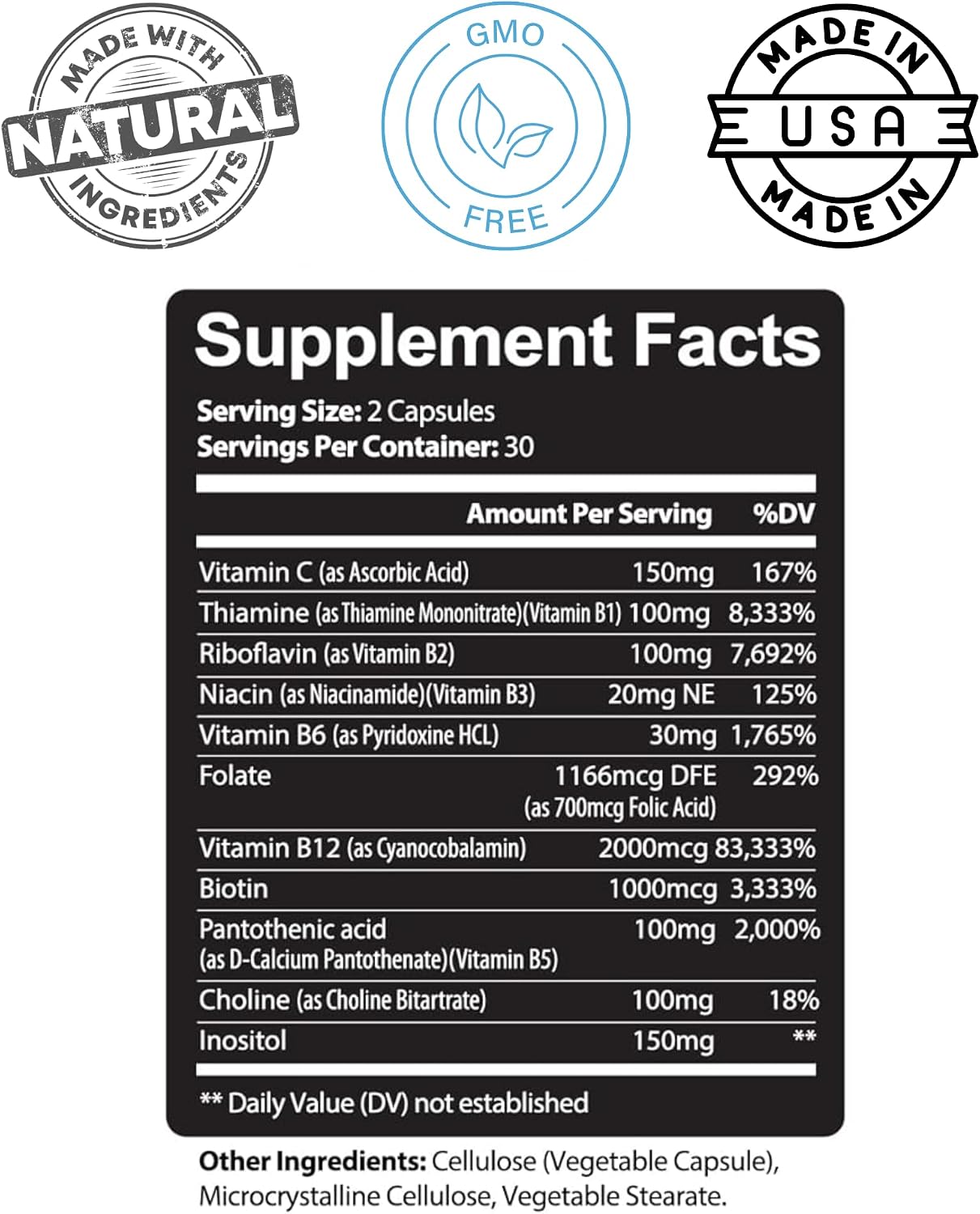 Kaya Naturals Complejo B-12 - Multivitamínico para Mujeres y Hombres - 60 Comprimidos