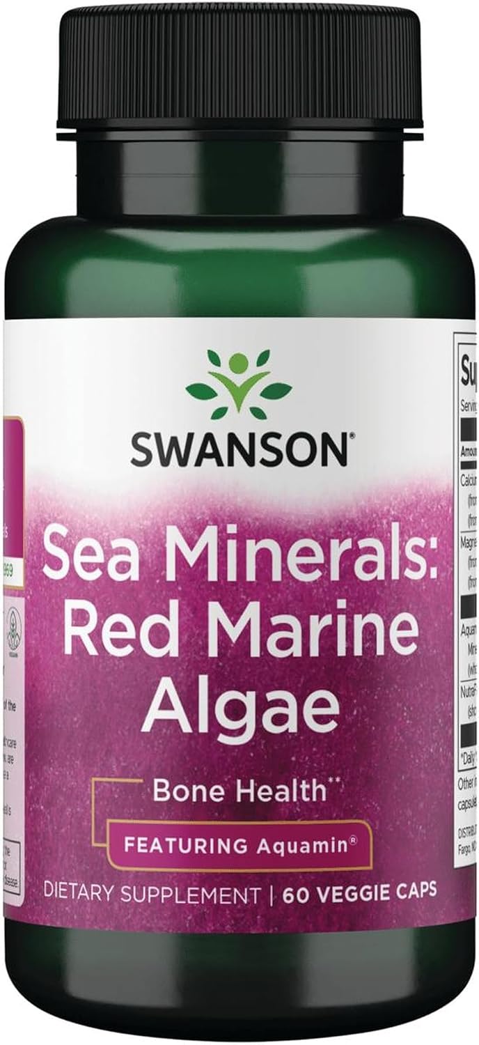Swanson Aquamin Sea Minerals - Minerales de Alga Roja, 60 Cápsulas Veganas
