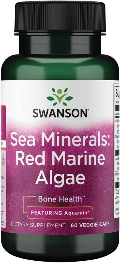 Swanson Aquamin Sea Minerals - Minerales de Alga Roja, 60 Cápsulas Veganas – Image 1