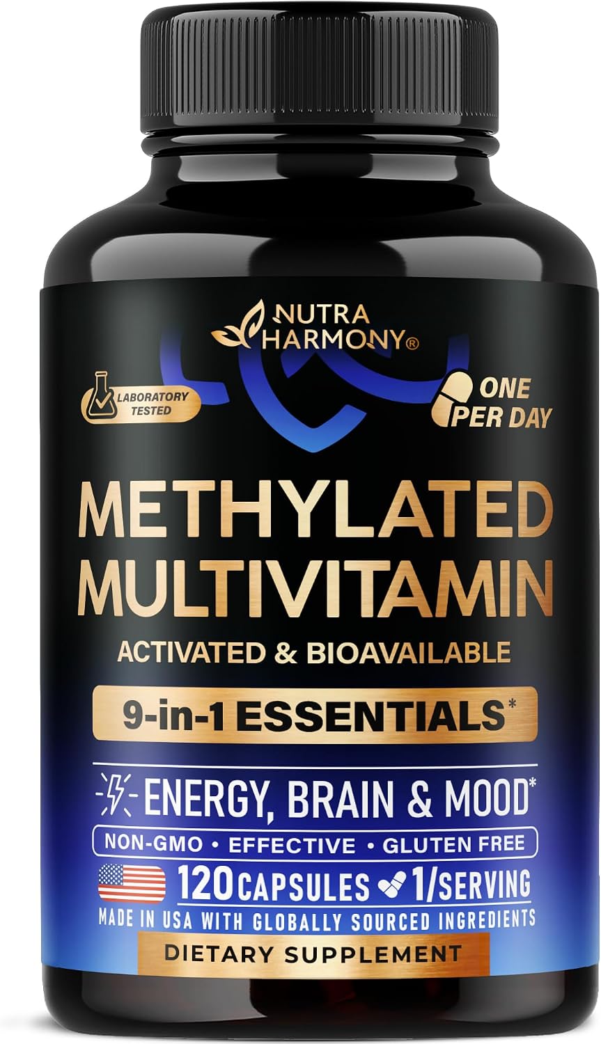 Multivitamínico Metilado 9-en-1 - B2, B6, 5-MTHF, B12, C, D3, E, K2 y TMG - 120 Cápsulas