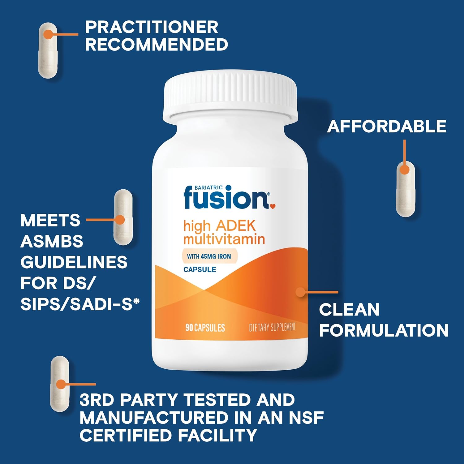Bariatric Fusion High ADEK Multivitamin con Hierro