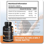 MaxX Labs Vitamina K2 con Vitamina D3 - Complejo K2 MK-7 y MK-4 - 600 mcg - 90 Cápsulas