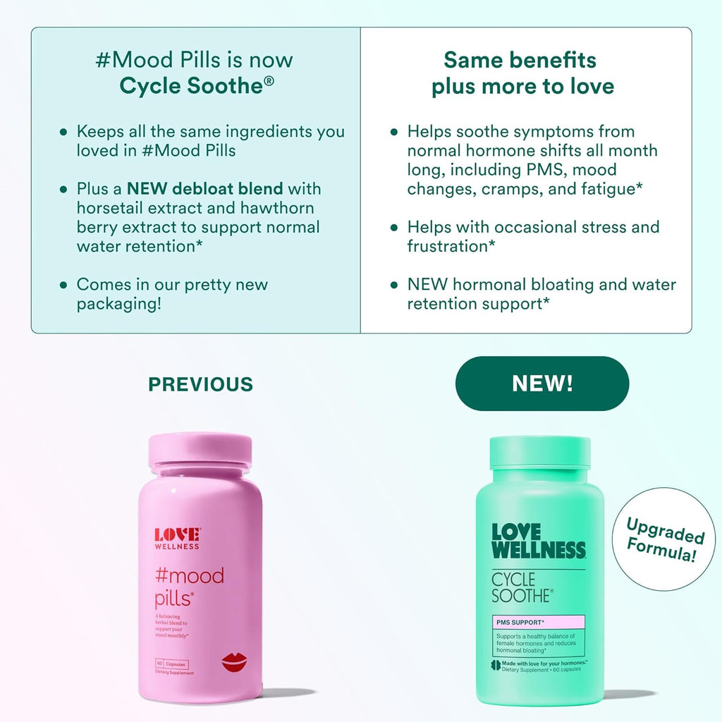 Love Wellness Cycle Soothe - Suplemento para el ciclo menstrual, 60 cápsulas