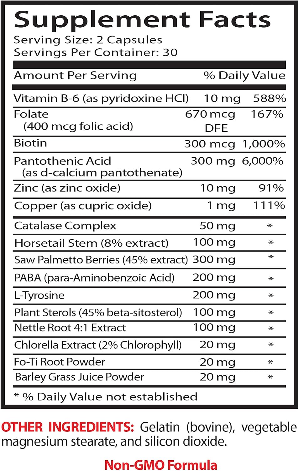 Restore Hair Growth - Fórmula Natural Anticanas - Suplemento de Biotina, Ácido Fólico y Clorofila - 180 Cápsulas (3 Frascos)