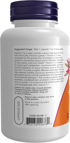 NOW Foods Vitamin C-500, Calcium Ascorbate with Bioflavonoids, 100 Vegan Capsules