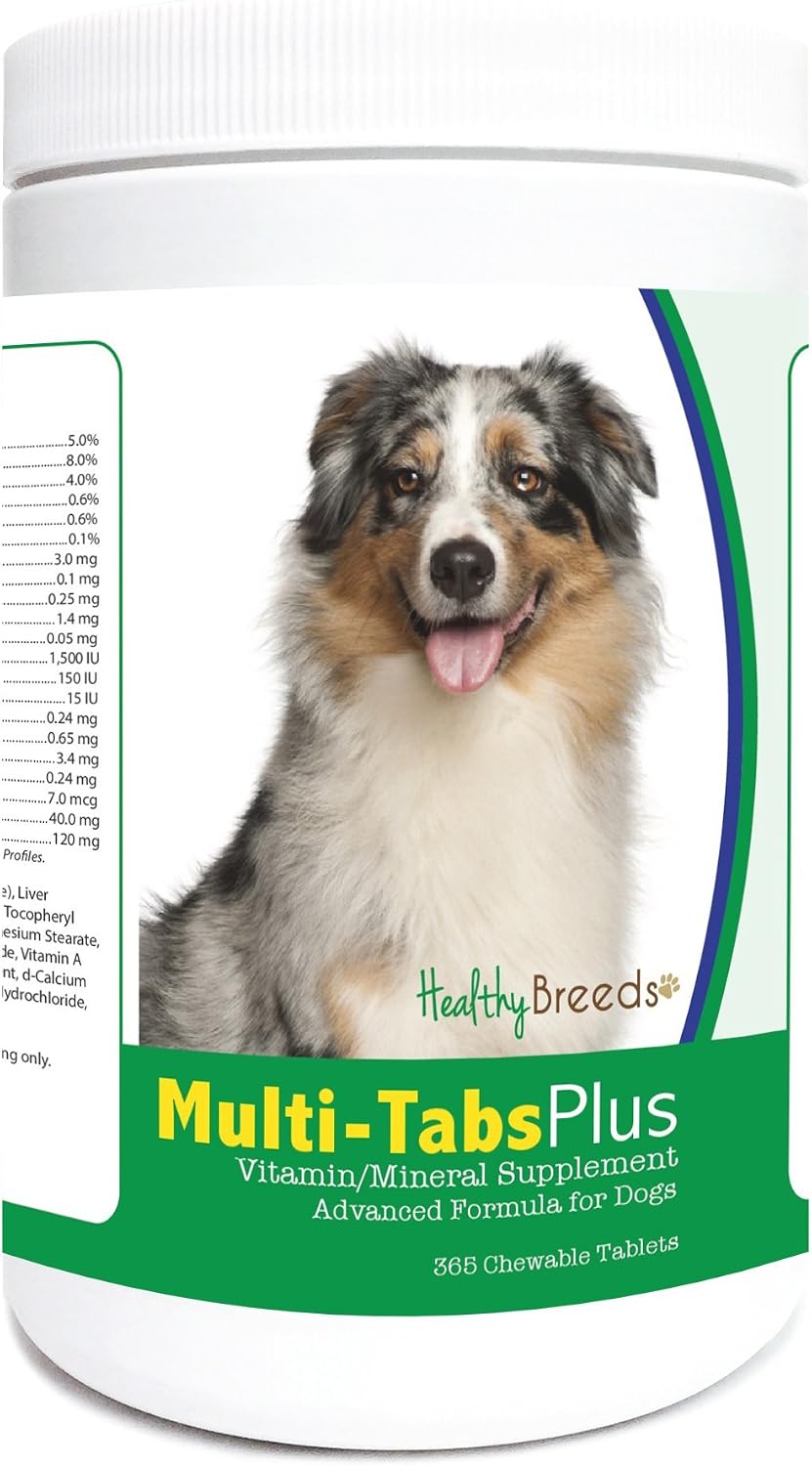 Healthy Breeds Australian Shepherd Multi-Tabs Plus – Tabletas masticables multivitamínicas para perros (365 comprimidos)