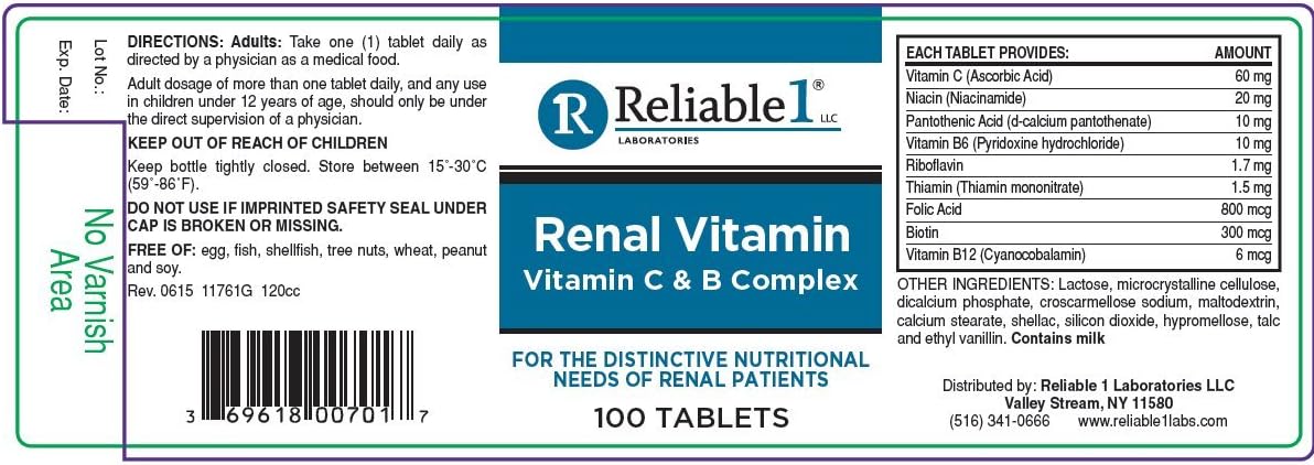 Reliable 1 Renal Complejo B y Vitamina C (3 Botellas)