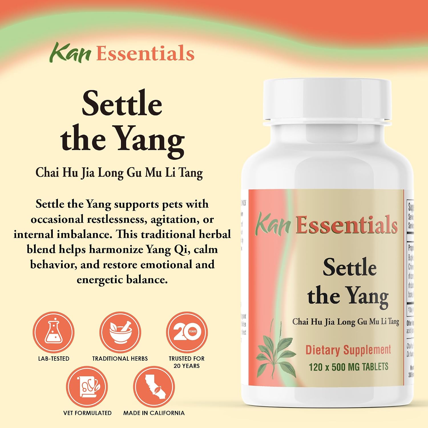 Kan Herb Company Settle the Yang – 120 Tablets for Dogs and Cats
