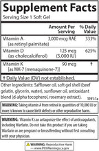 Carlson - Vitaminas A, D3, K2, 3000 mcg RAE Vitamina A, 125 mcg Vitamina D3, 90 mcg Vitamina K2 como MK-7, 120 Cápsulas Blandas