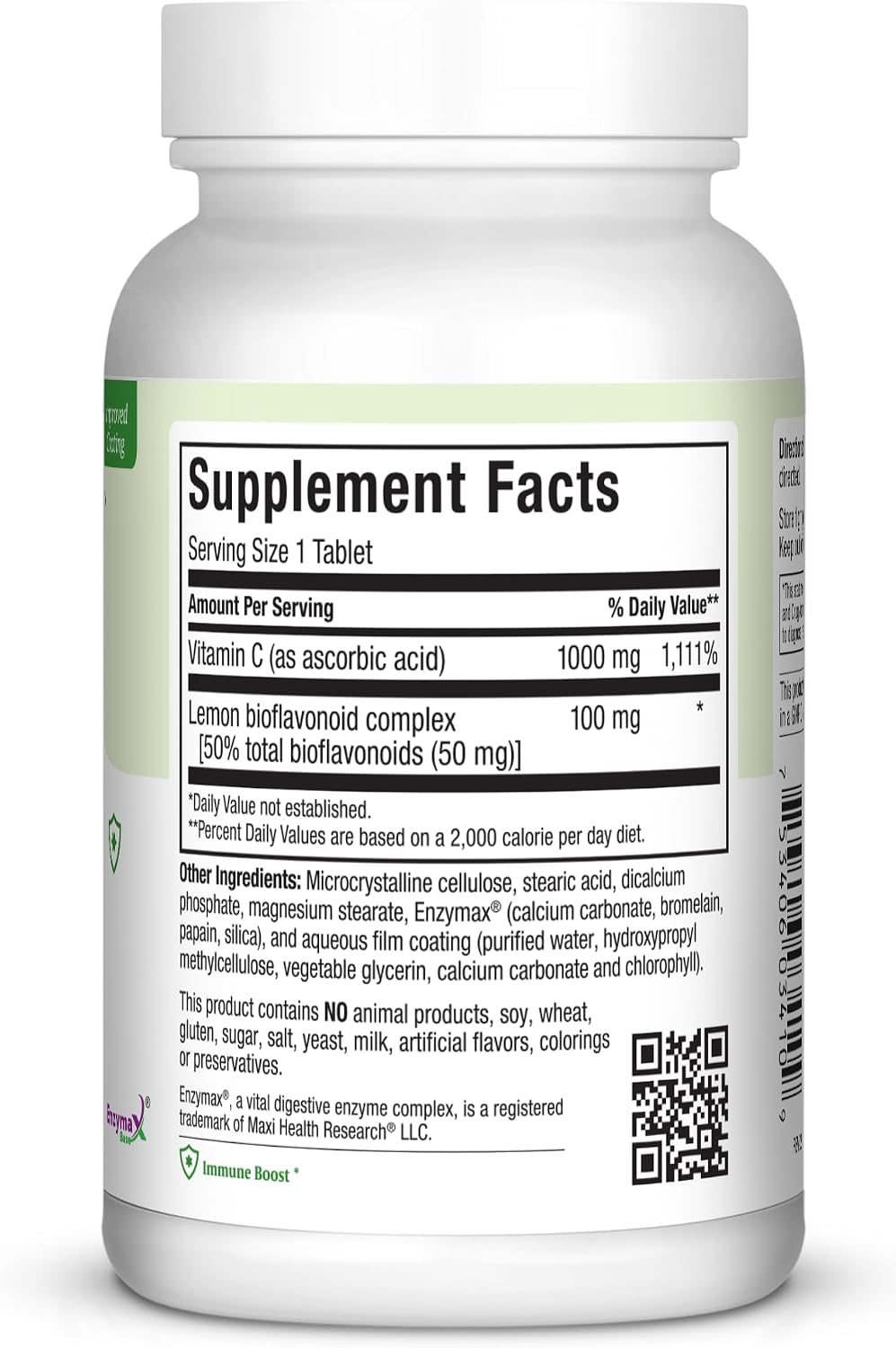 Vitamina C 1000 mg con Bioflavonoides y Enzymax - Maxi Health - 100 Tabletas