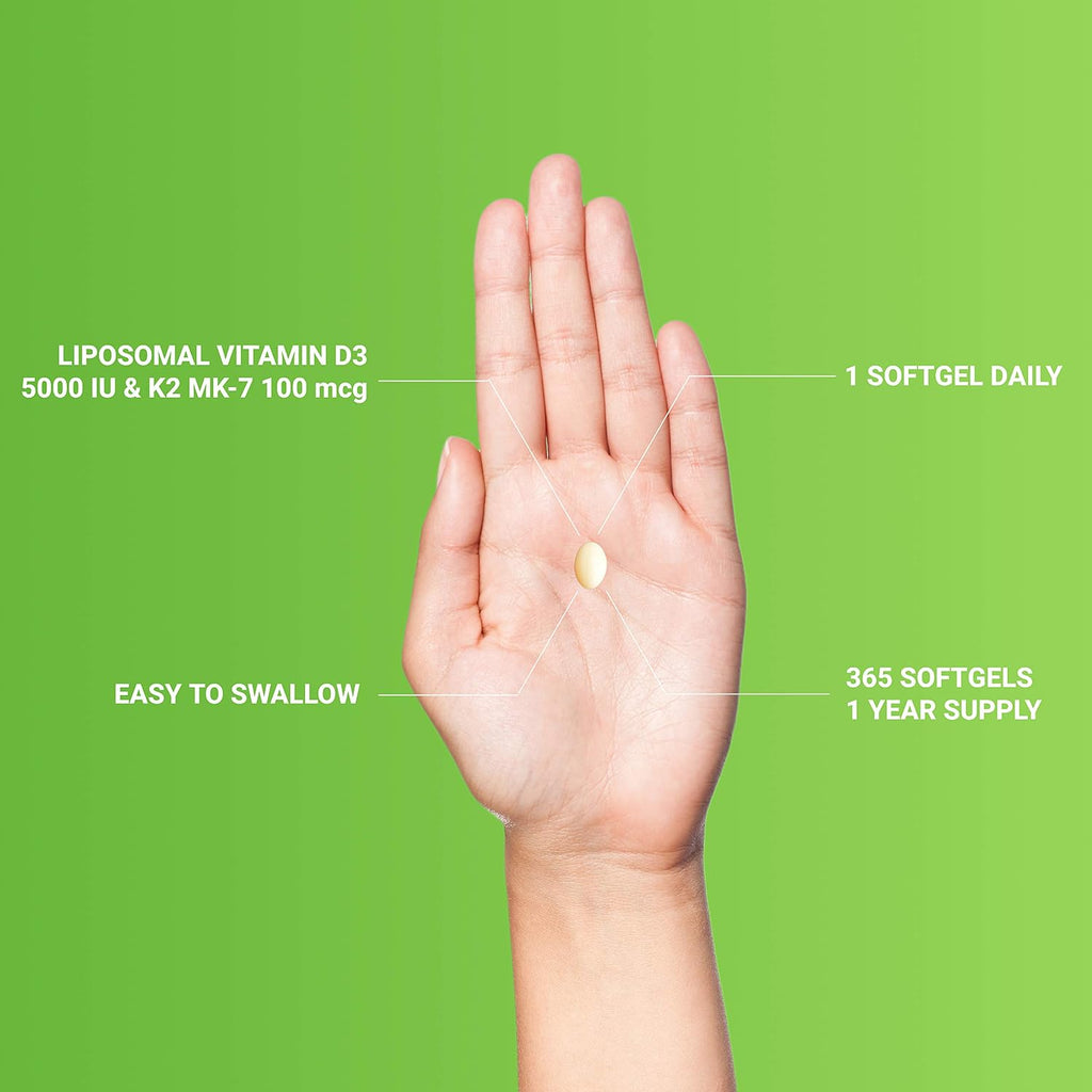 UpNourish Liposomal D3 K2 MK-7 – 365 Mini Softgels