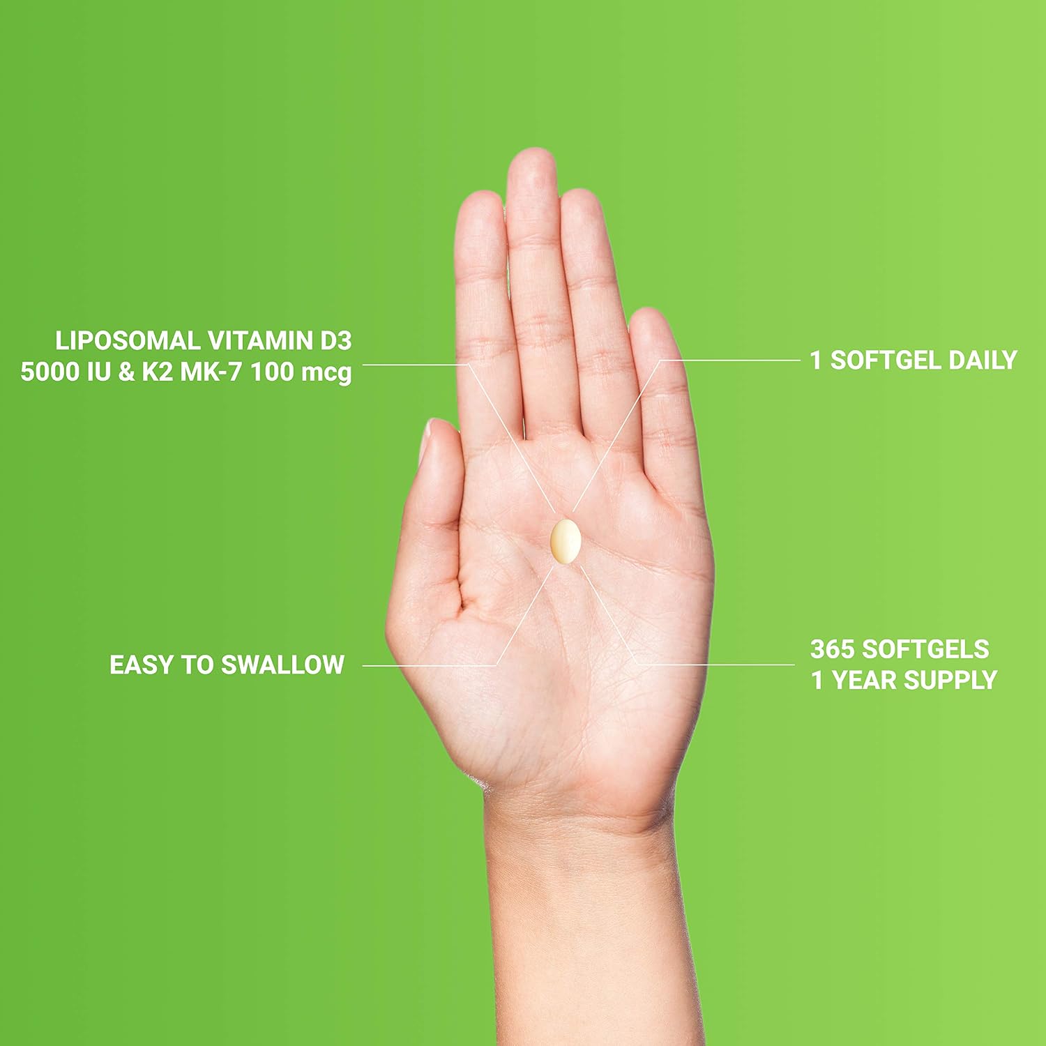 UpNourish Liposomal D3 K2 MK-7 – 365 Mini Softgels