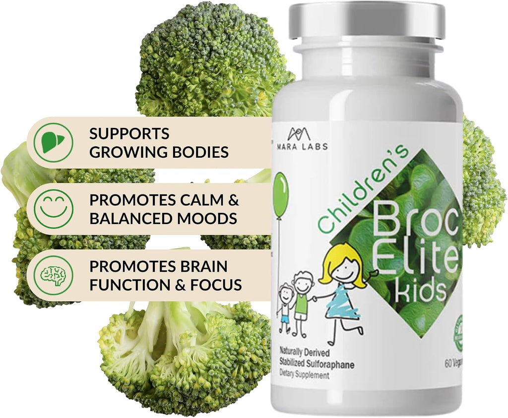 BrocElite Kids - Suplemento de Brócoli con Sulforafano para Niños - 60 Cápsulas Veganas